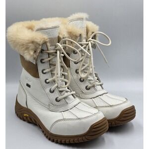 Ugg Adirondack Women's Leather Sheepskin White Snow Boot Size Size 8